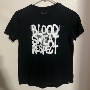 UNDER ARMOUR Project Rock Classic Bull Athletic T Shirt Black White Boy's Size M